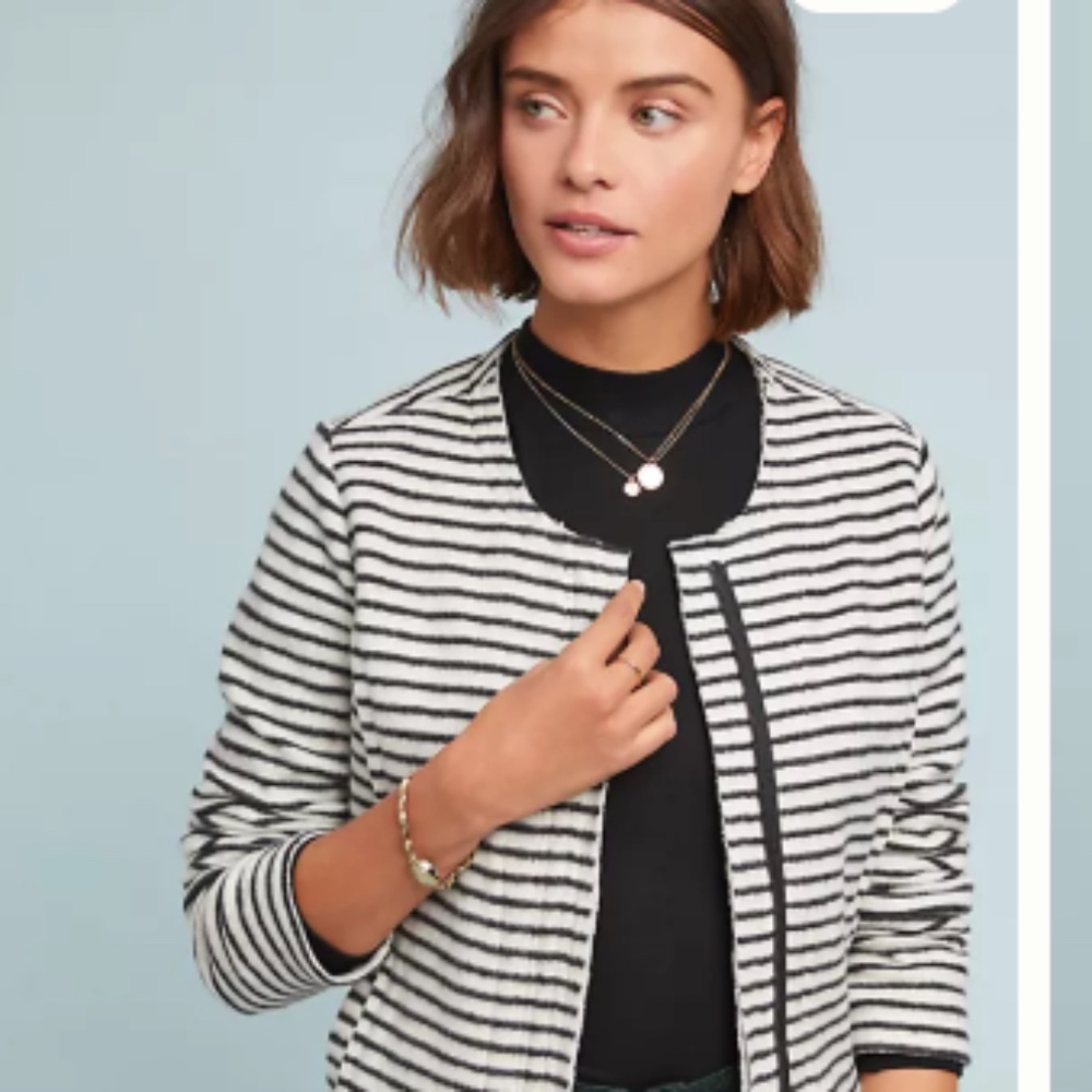 Anthropologie Striped Moto Jacket, Sz M